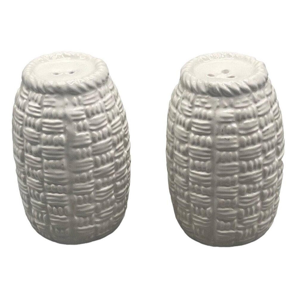 weaved pattern salt & pepper shaker white 2.75" READ